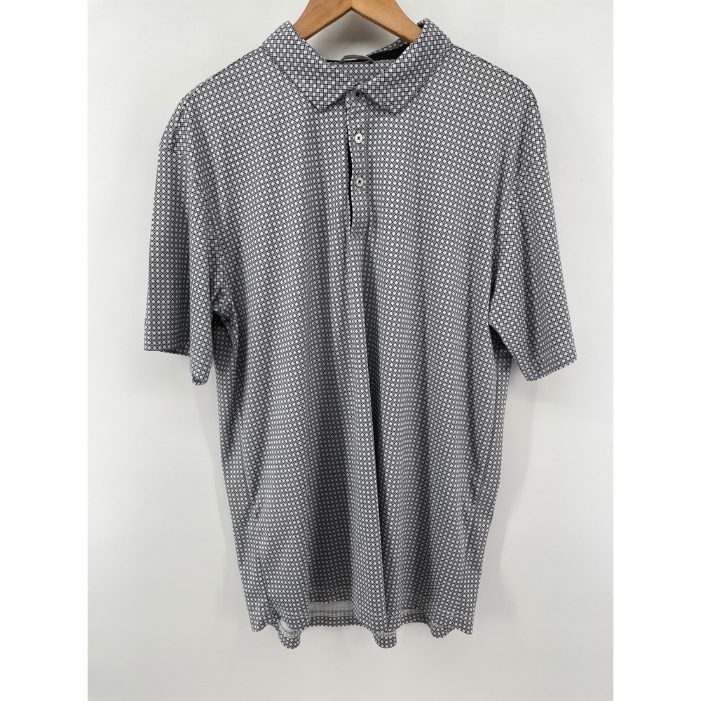 Swannies Golf Polo Shirt Mens XL Black White Geometric Print Performance